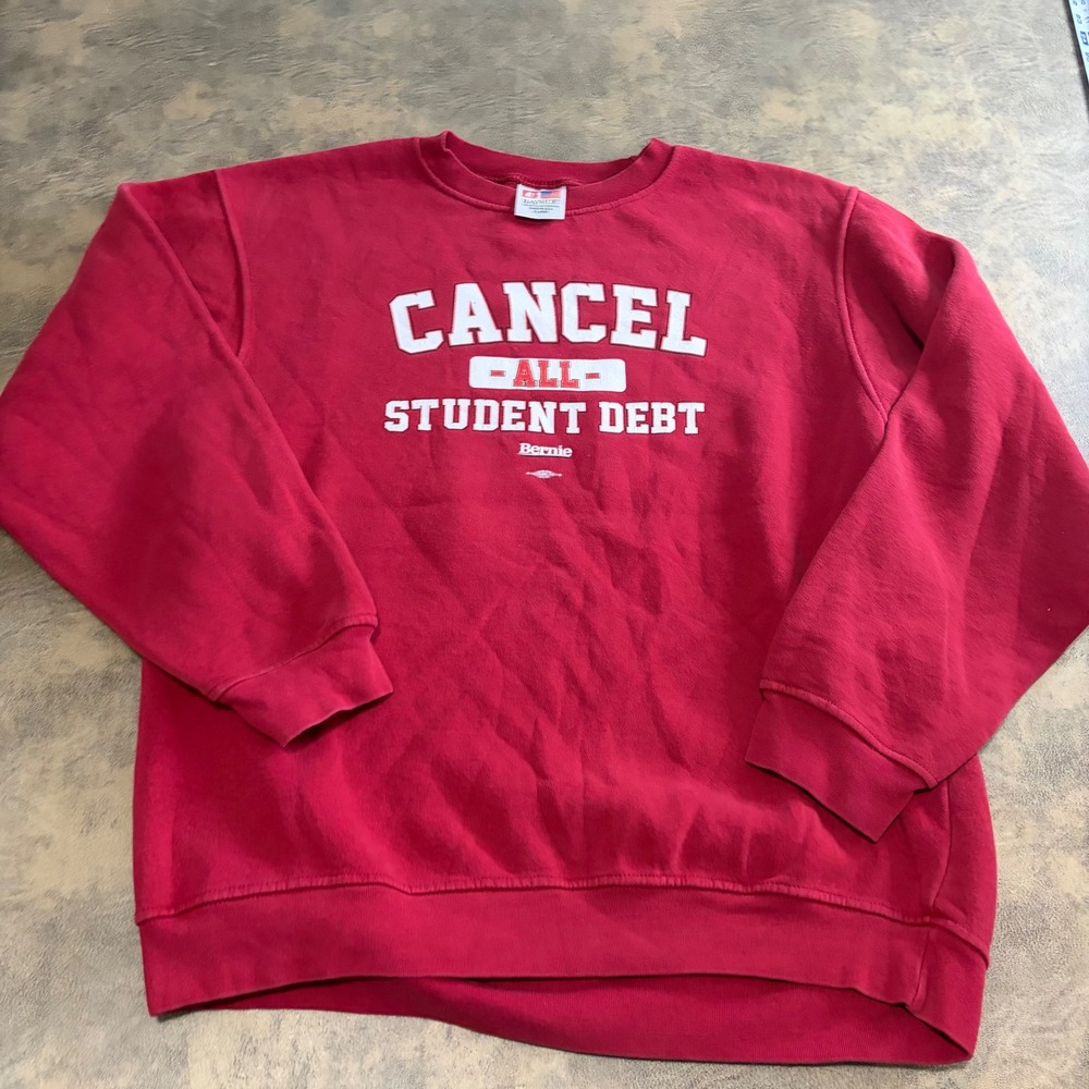 Bernie‎ Sanders Campaign Sweatshirt XL Bayside Cancel Student Debt Pullover Crew